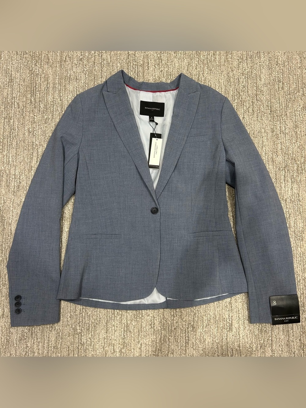 Banana Republic Women's Blue Single-Button Lined Blazer Jacket Long Sleeve Sz 8
